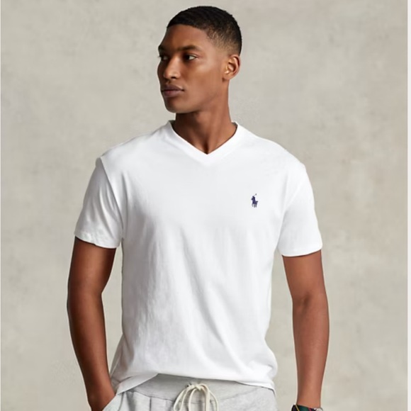Polo Ralph Lauren White Classic Fit V Neck T Shirt Size XXL - Picture 1 of 8